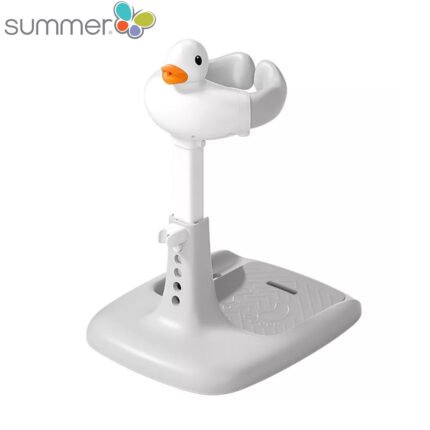 Adjustable Baby Shower Stand with Anti-Slip Base – Huggable Duck Bath Support for Infants & Toddlers (Grey)